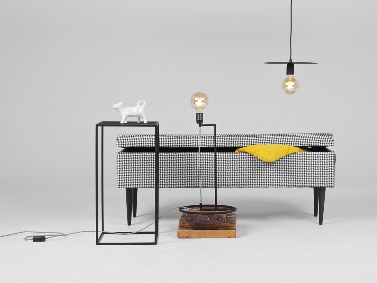 Puf Edi 120x40x50 Ciemna Pepita/Czarny