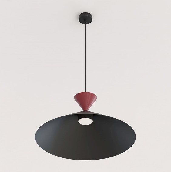 Lampa Wisząca RALF 1L Czarny/Burgundowy