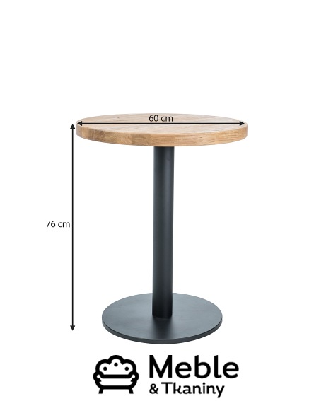 Stół PURO II fi60 Lity Dąb/Czarny