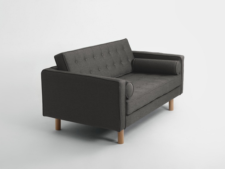 Sofa 2 os. Topic Wood 162x88x80 Stalowy/Naturalny