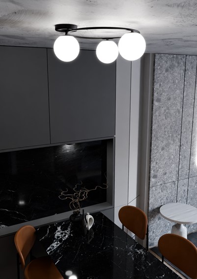 Lampa Sufitowa SOPRA 3 Czarny/Opal