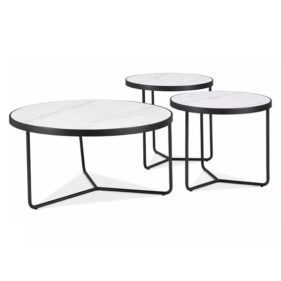 Zestaw Ław DEMETER Biały Mat/Czarny Mat