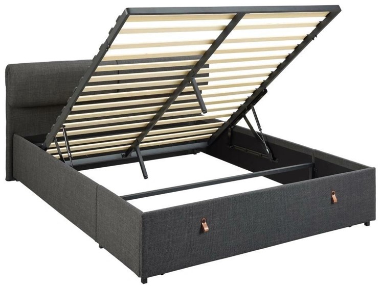 Łóżko Tapicerowane CALVI 160x200 cm z Szufladami Szary