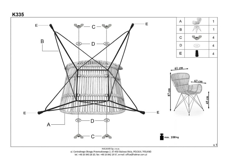 Krzesło Ogrodowe K335 Rattan Naturalny