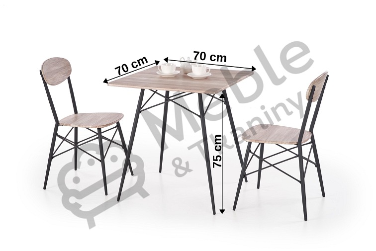 KABIR kwadrat zestaw stół + 2 krzesła dąb san