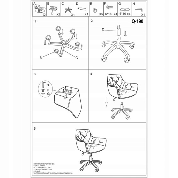 Fotel Obrotowy Q-190 Velvet Szary Bluvel 14