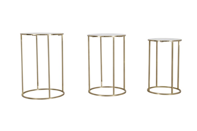 Zestaw Stolików AVOLA AV2130-39 Fi46 Biały/Złoty