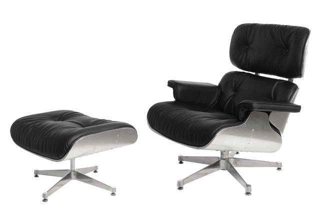 Fotel z Podnóżkiem VIP Czarny/Aluminium