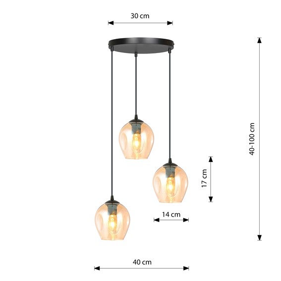 Lampa Wisząca ISTAR 3 PREMIUM Czarny/Miodowy