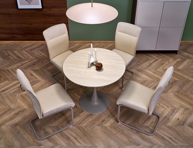 Stół Okrągły TOLIO fi90 Trawertyn/Kaszmir