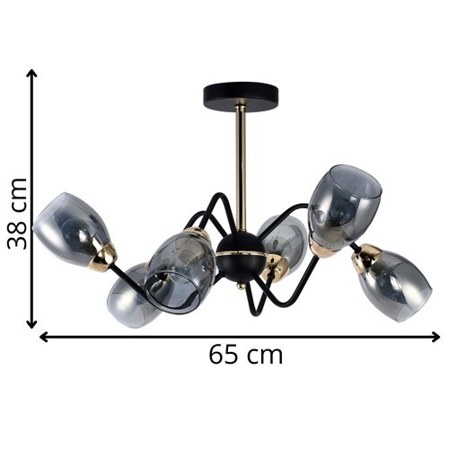 Żyrandol NAPOLIO 6  Czarny/Złoty/Miodowy/Bursztynowy
