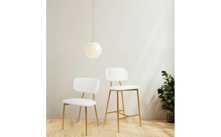 Krzesło Barowe FABIOLA BOUCLE Biały/Złoty