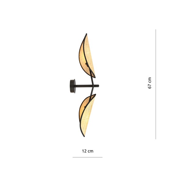 Kinkiet VENE K2 Czarny/Rattan