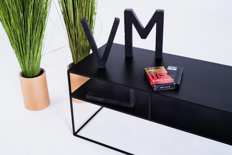 Stolik RTV Tensio 2 Floor Metal 150x45 Czarny