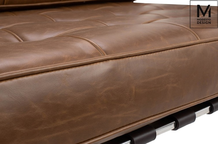 Fotel BARCELON VINTAGE PU Srebrny/Brązowy