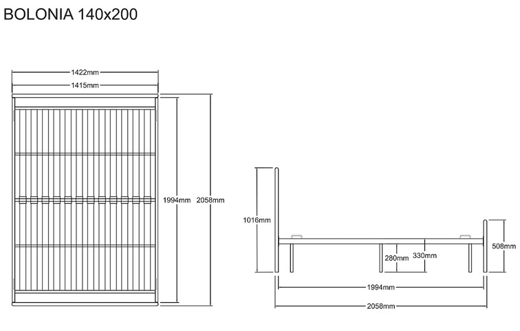 Łóżko BOLONIA 140x200 Biały