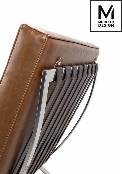 Fotel BARCELON VINTAGE PU Srebrny/Brązowy