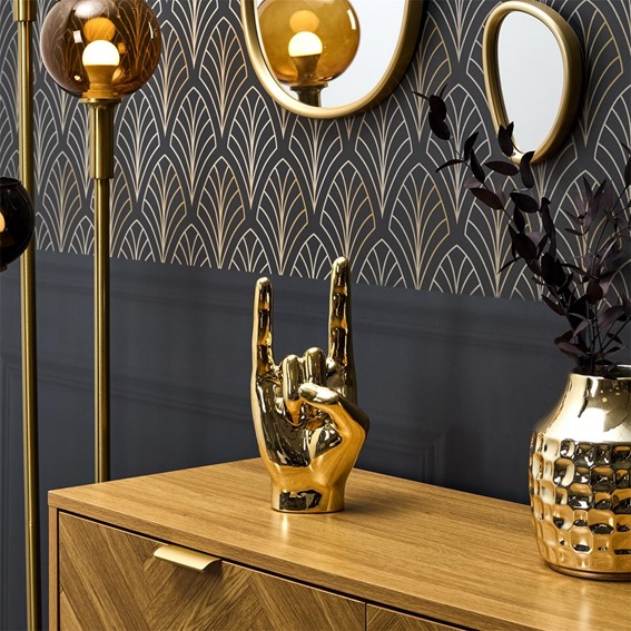 Dekoracja/Figurka Dłoń Duża ROCK AND ROLL Palec Złoty