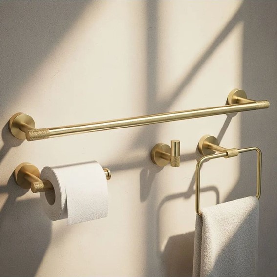 Komplet Wieszaków Łazienkowych GRID Złoty Szczotkowany