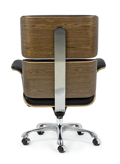 Fotel biurowy LOUNGE BUSINESS Czarny Orzech Skóra Naturalna