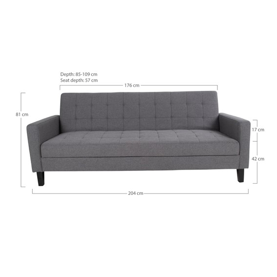 Sofa Rozkładana MILTON Dwuosobowa Szary