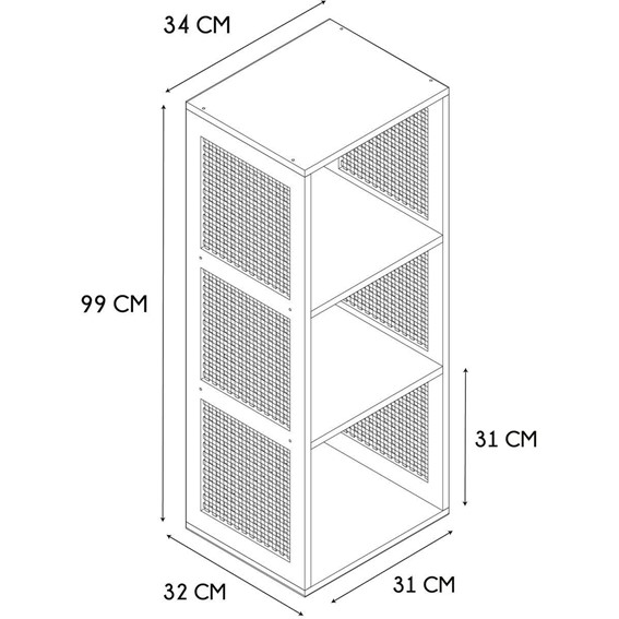 Regał KALI 3 Półki Naturalny