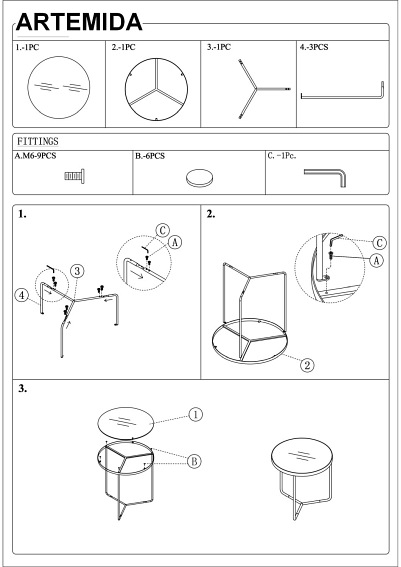 Ława (Zestaw) ARTEMIDA Szary/Czarny
