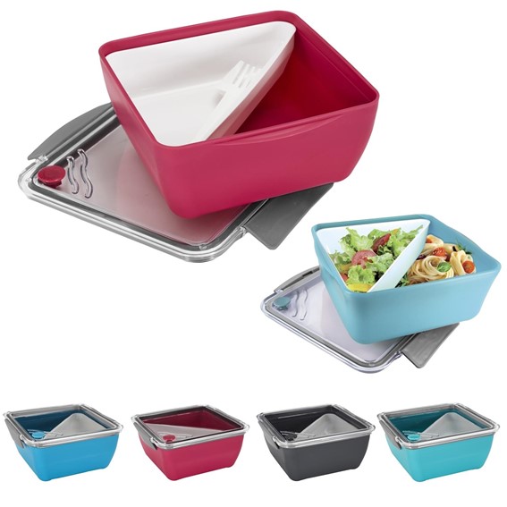 Lunch Box DIVIDED Z Widelcem 2,6l Niebieski Jasny