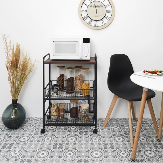 Wózek Barek DOLIE Czarny/Orzech