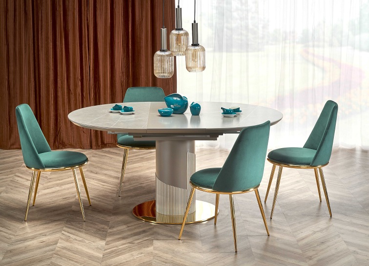 Stół Rozkładany Muscat 120x120-160x76 Popielaty/Złoty