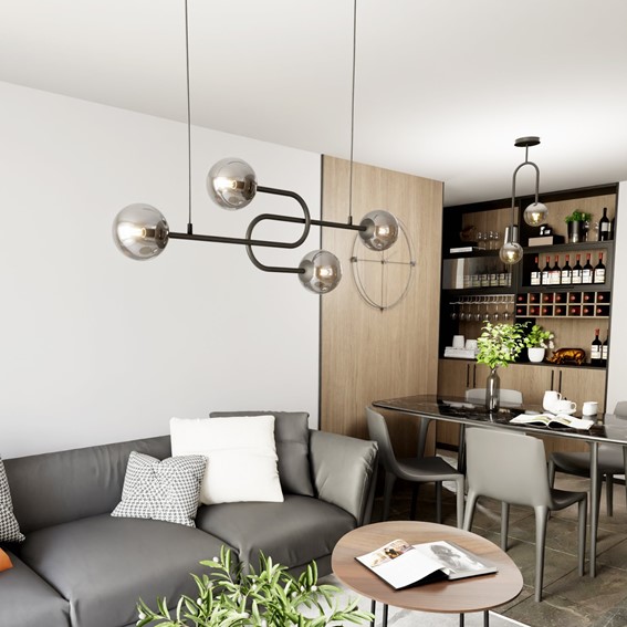 Lampa Wisząca ATRIA 4 Czarny/Grafitowy