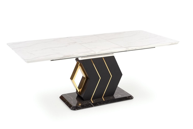 Stół Rozkładany Vincenzo 90x160 Biały Marmur/Czarny