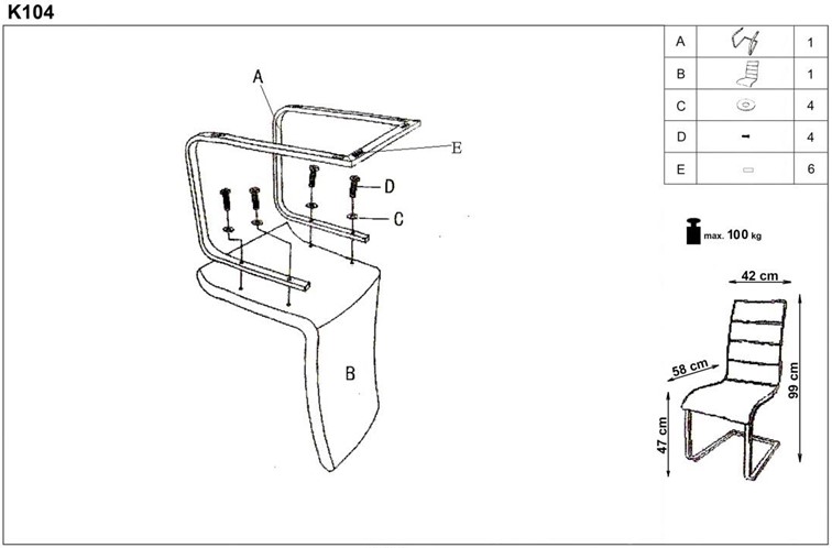 Krzesło K104 Chrom/Czarny/Biały Ekoskóra