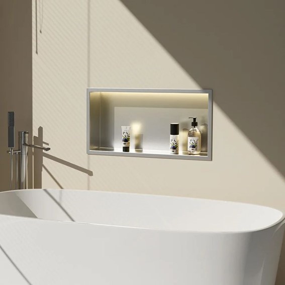 Półka Łazienkowa Wnękowa 30x60cm Stal Szczotkowany