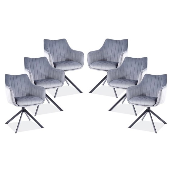 Zestaw 6x Krzesło AZALIA Velvet Czarny/Szary Bluvel 14