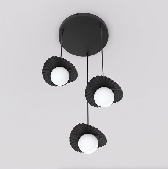 Lampa Wisząca FLORA 3PREM Czarny/Opal