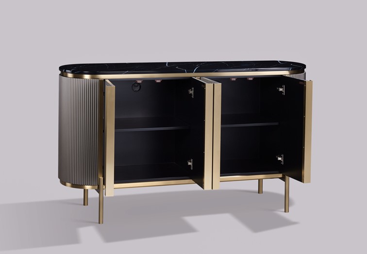 Komoda STILIG ST384A Grafit/Złoty/Czarny