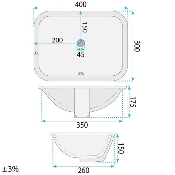Umywalka Nablatowa ANABEL 40 Biały