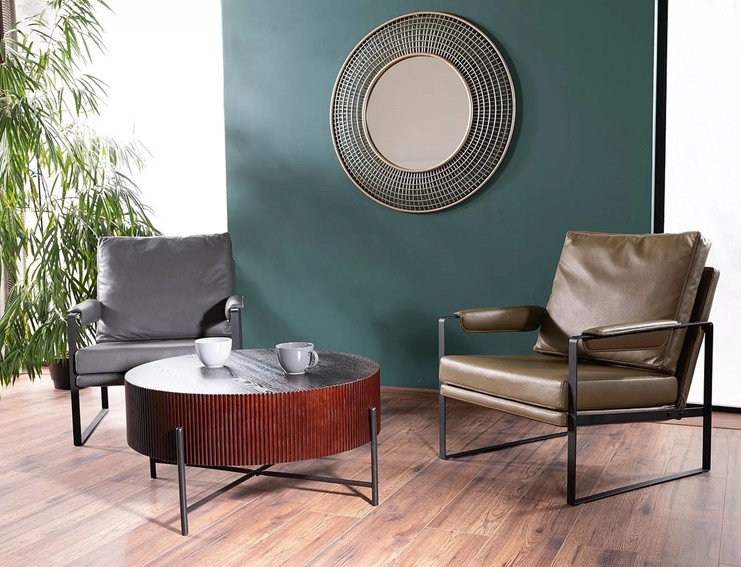 Ława TUCA fi80 Czarny/Ciemny Orzech