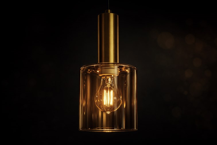 Lampa Wisząca AIGO K-5875 Czarny/Bursztynowy/Złoty