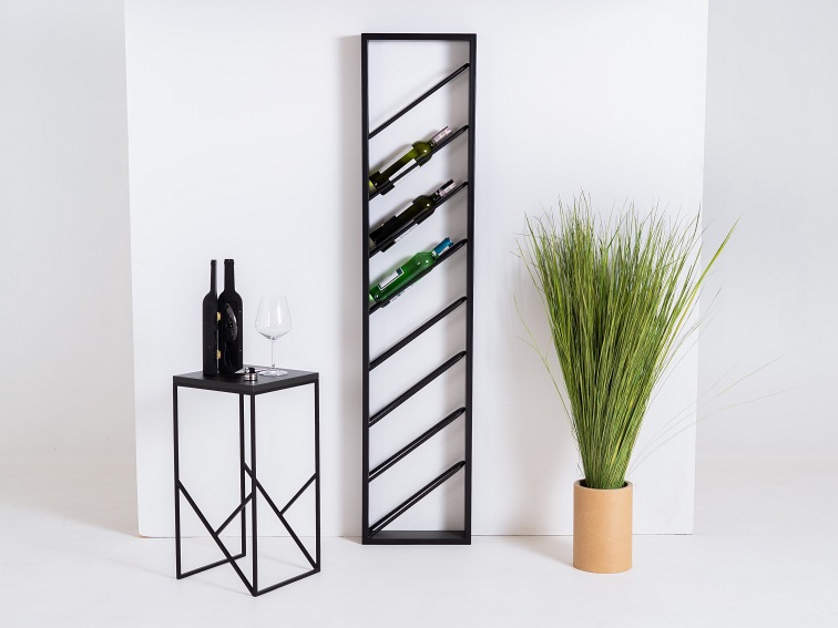 Regał na Wino Porto 35x10x160 Czarny