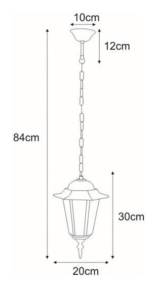 Lampa Wisząca Zewnętrzna STANDARD K-5009H Czarny