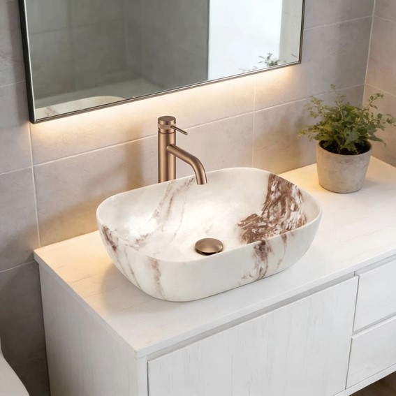 Umywalka Nablatowa BELINDA MARRONE MATT Beżowy