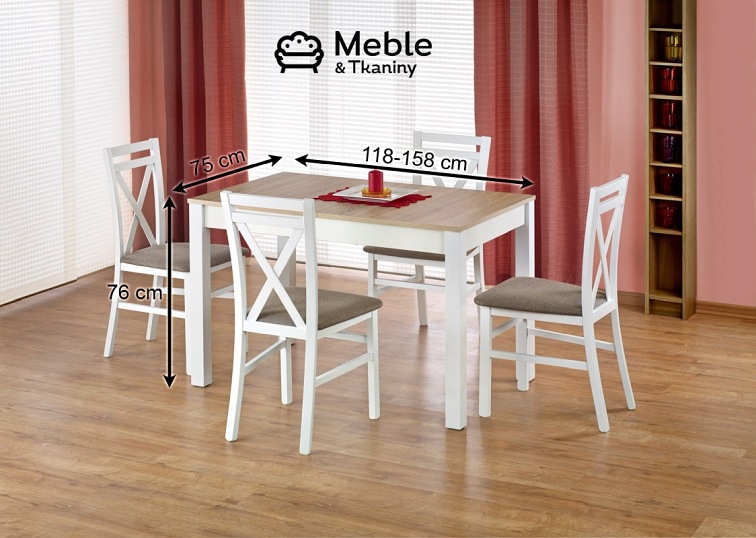 Stół Rozkładany MAURYCY (120-160)x75 Dąb Sonoma/Biały