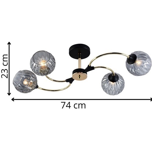 Żyrandol SKY 4 Czarny/Złoty/Niebieski
