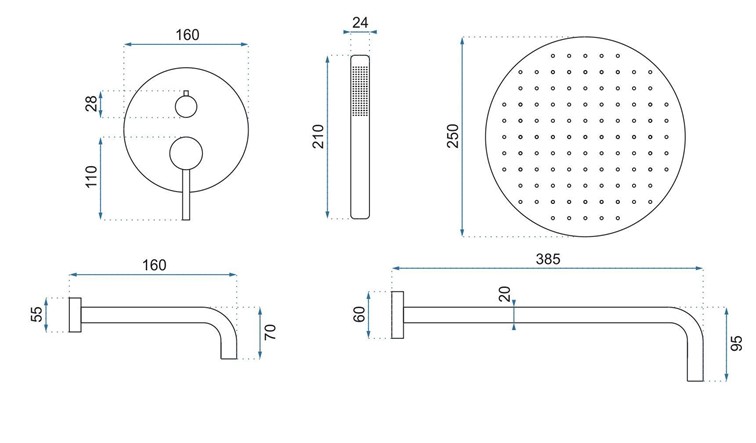 Zestaw Natryskowo-Wannowy Z Wylewką LUNGO Biały