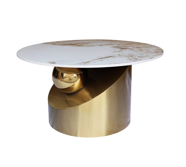 Zestaw Stolików MODIG M60 fi80/45 Biały/Złoty