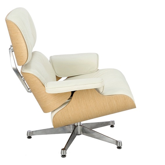 Fotel VIP 54x82x85 Biały/Natural Oak/Srebrna Baza