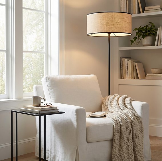 Lampa Podłogowa ECO LP1 Czarny/Rattan