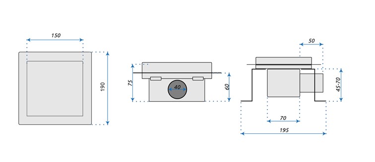 Odpływ LINE 150X150 Stal Szczotkowana